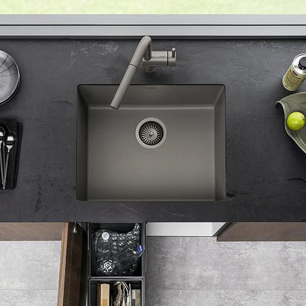 BLANCO Volcano Grey 23-71/6 x 17-3/4 in. No Hole Granite Composite Single Bowl Undermount Kitchen Sink 