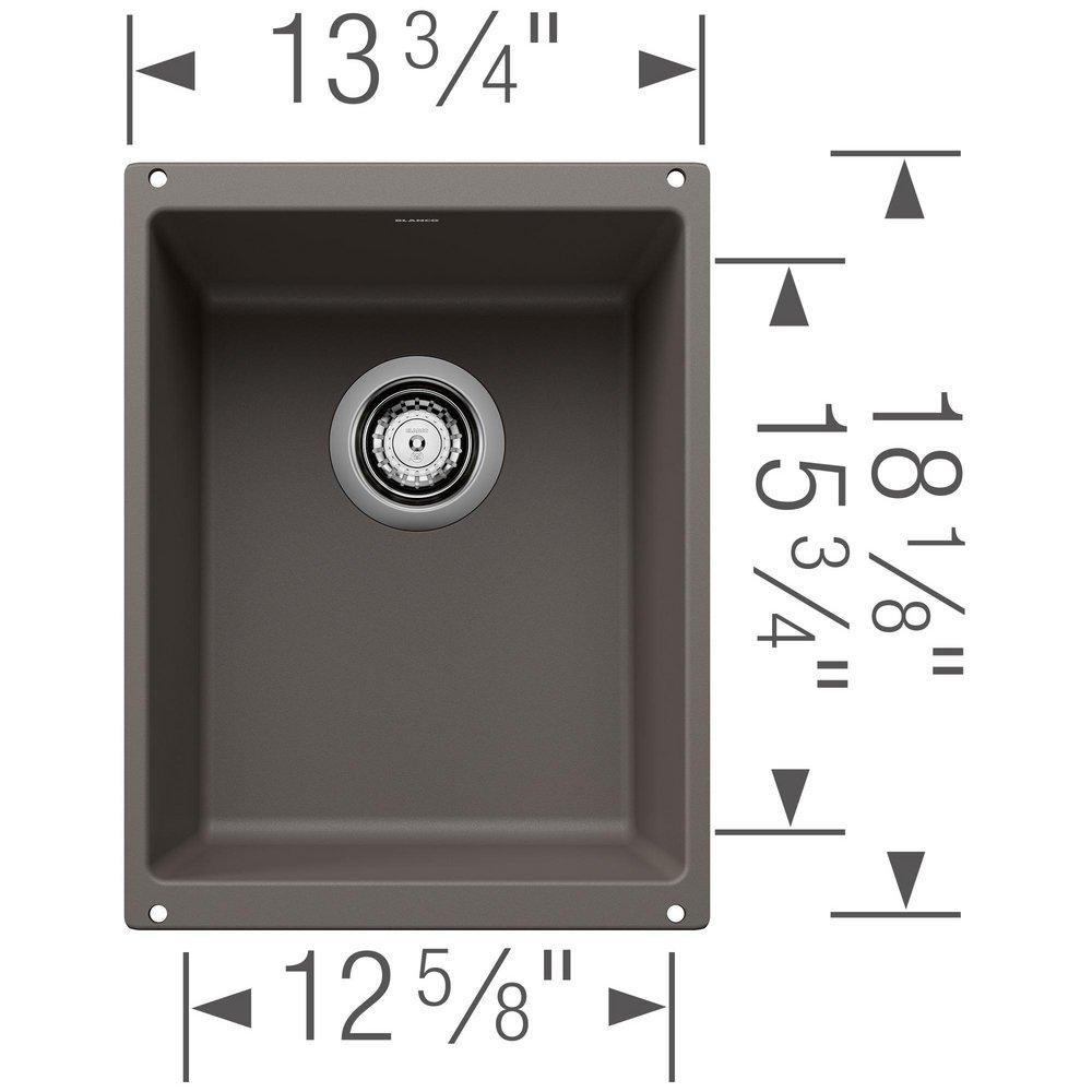 13-39/50 x 18-11/100 in. No Hole Undermount Granite Composite Bar Sink in Volcano Grey 