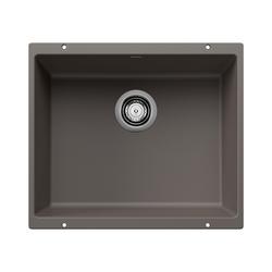20-7/8 x 18-1/8 in. No Hole Granite Single Bowl Undermount Kitchen Sink in Volcano Grey