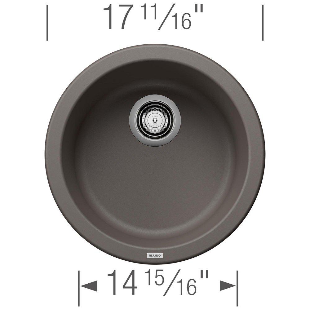 17-11/16 x 17-11/16 in. No Hole Undermount Granite Composite Bar Sink in Volcano Grey 