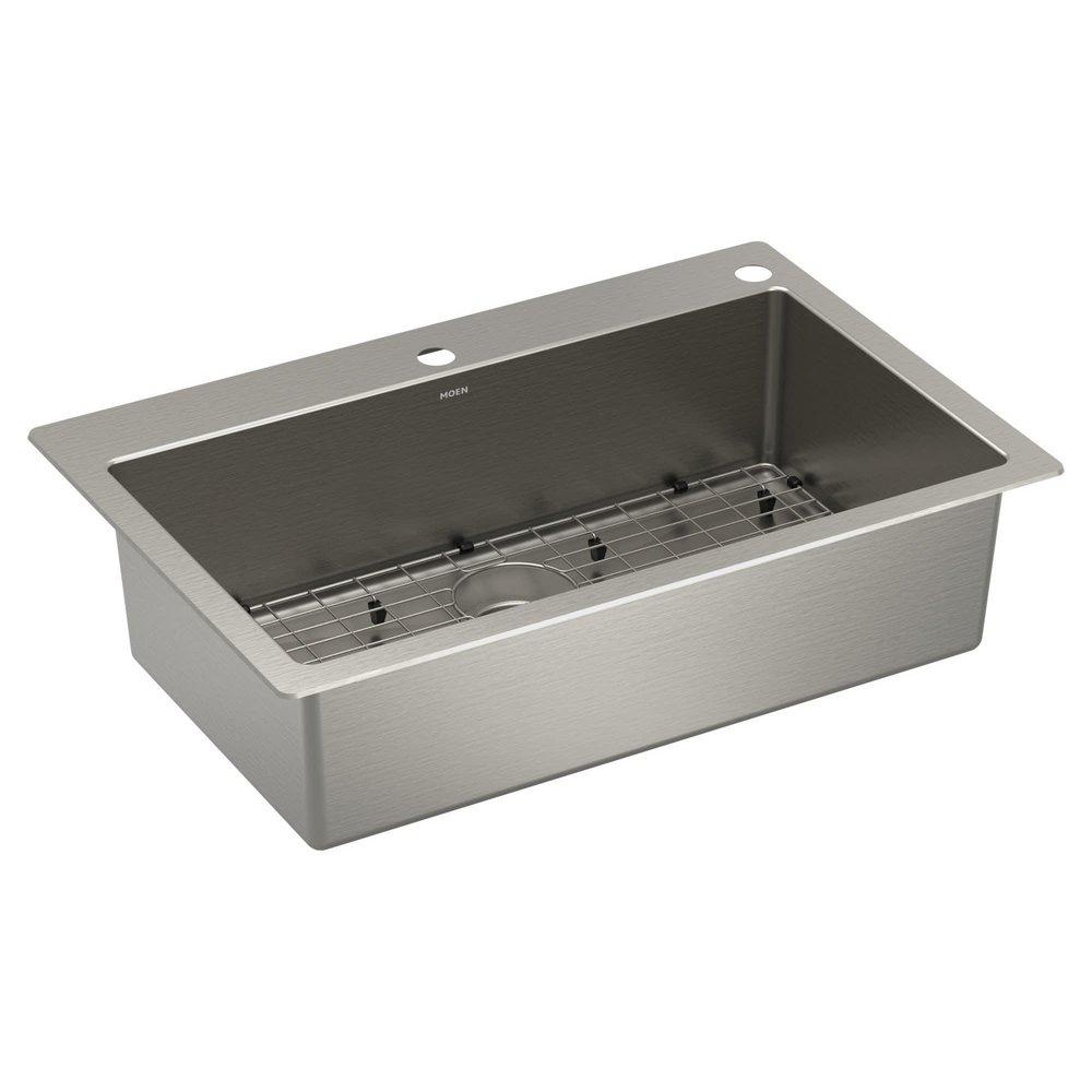 33 X22 STAINLESS STEEL 18 GAUGE SINGLE BOWL DUAL MOUNT SINK 