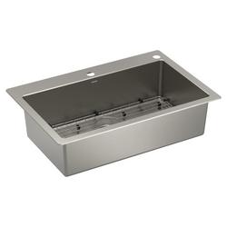 33 in. Drop-in and Undermount Stainless Steel Single Bowl Kitchen Sink