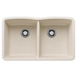 32-1/16 x 19-3/8 in. No Hole Granite Composite Double Bowl Undermount Kitchen Sink in Soft White