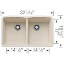 BLANCO Soft White 32-1/16 x 19-3/8 in. No Hole Granite Composite Double Bowl Undermount Kitchen Sink 