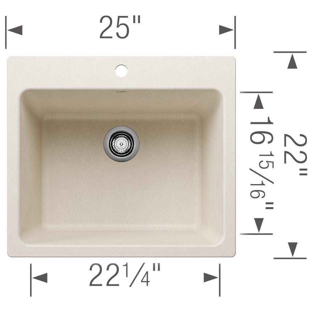25 in. Dual Mount Silgranit Laundry Sink in Soft White 