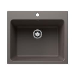 25 in. Dual Mount Silgranit Laundry Sink in Volcano Gray