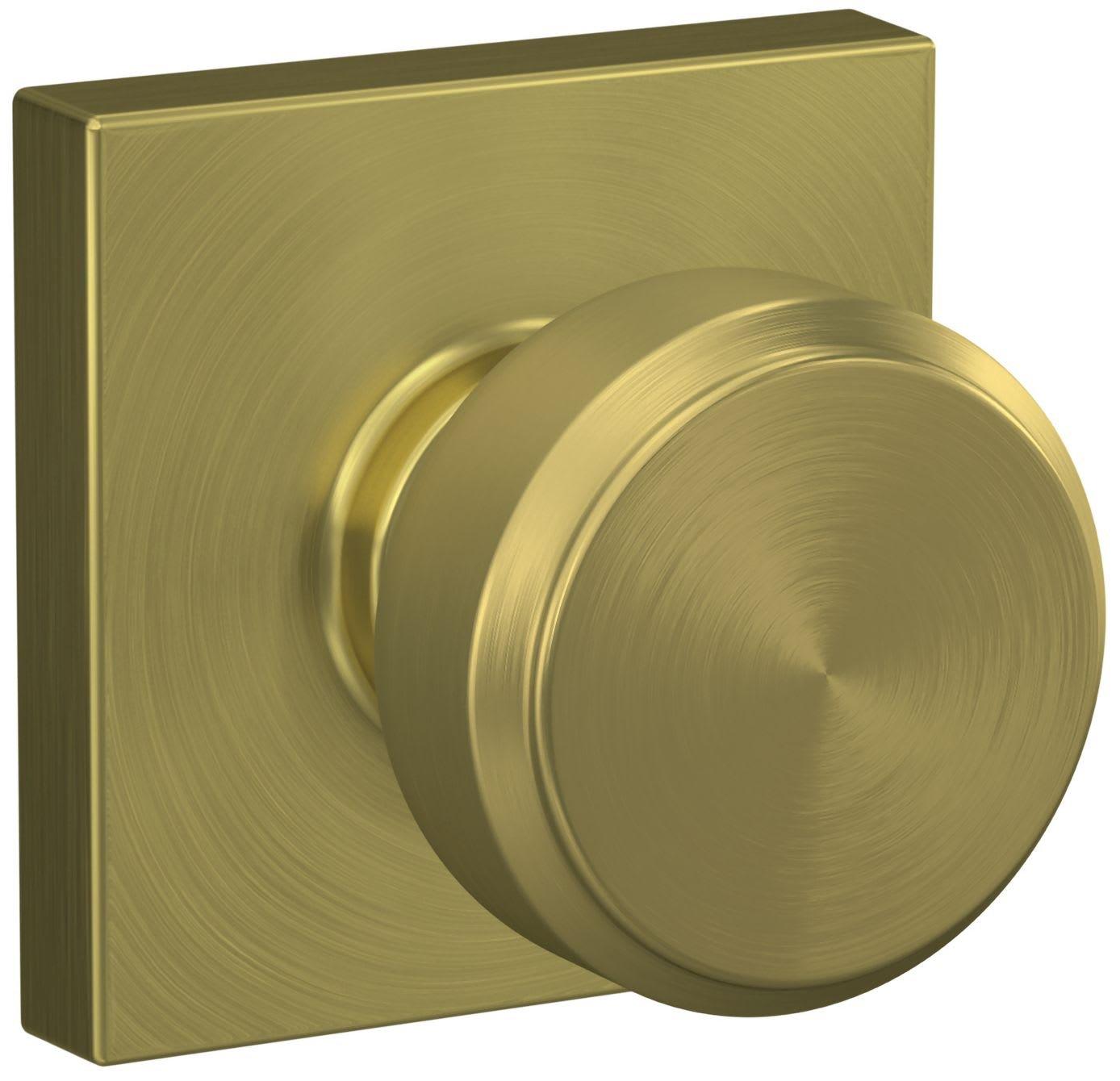 Passage Door Knob Set with Collins Trim in Satin Brass 