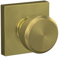 Passage Door Knob Set with Collins Trim in Satin Brass