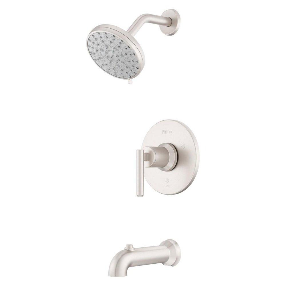 CAPISTRANO TUB & SHOWER TRIM WITH VALVE IN SPOT DEFENSE BRUSHED NICKEL 