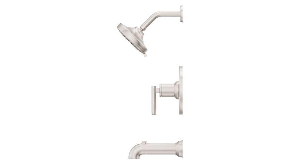 CAPISTRANO TUB & SHOWER TRIM WITH VALVE IN SPOT DEFENSE BRUSHED NICKEL 