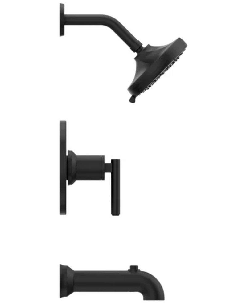 CAPISTRANO TUB & SHOWER TRIM WITH VALVE IN SPOT DEFENSE MATTE BLACK 