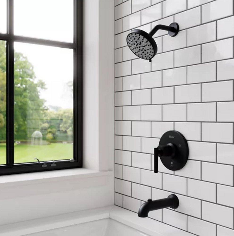 Pfister Spot Defense Matte Black Single Handle Multi Function Bathtub & Shower Faucet (Trim Only) 