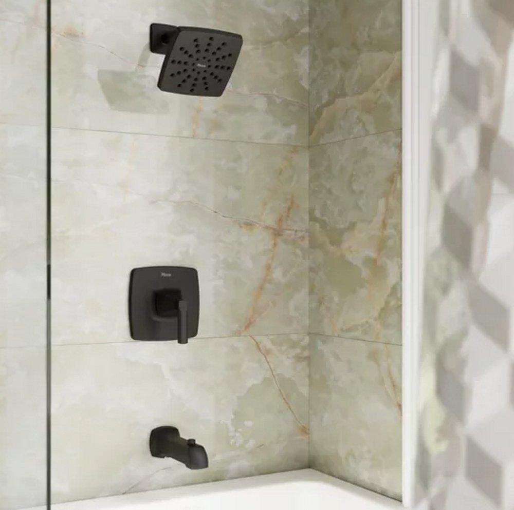 VANERI TUB & SHOWERTRIM WITH VALVE IN MATTE BLACK 
