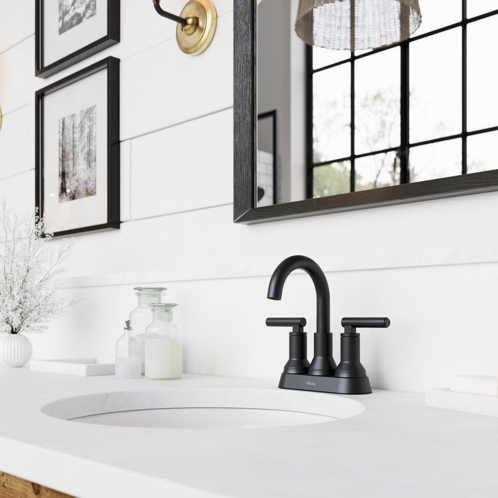 Pfister Matte Black Two Handle Centerset Bathroom Sink Faucet 