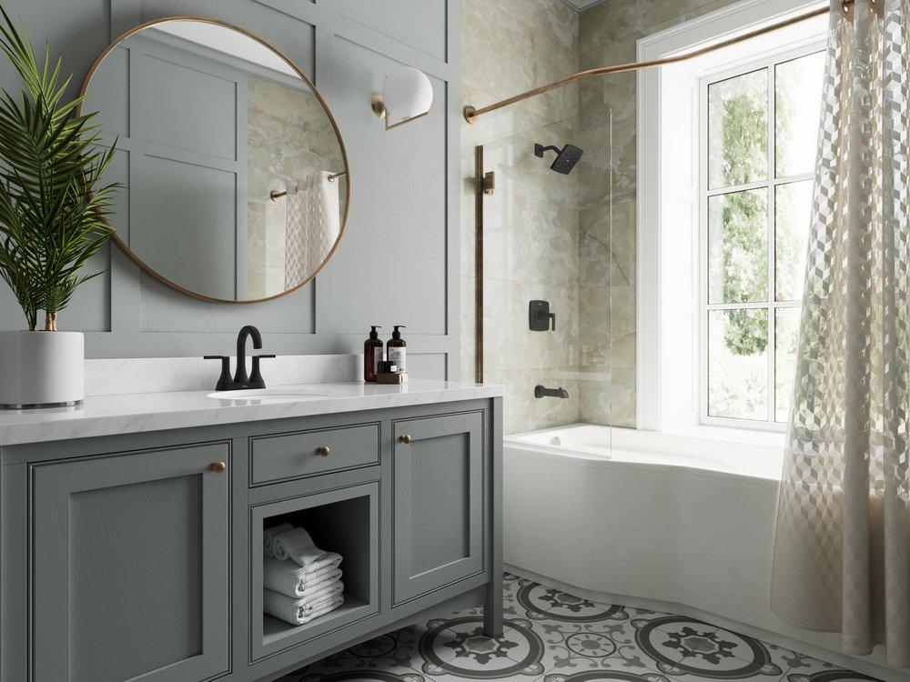 Pfister Matte Black Two Handle Centerset Bathroom Sink Faucet 