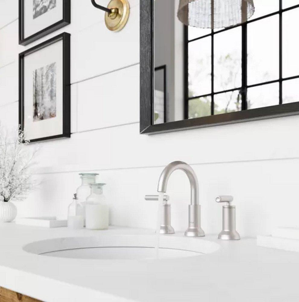 Two Handle Widespread Bathroom Sink Faucet in Spot Defense&trade; Brushed Nickel 