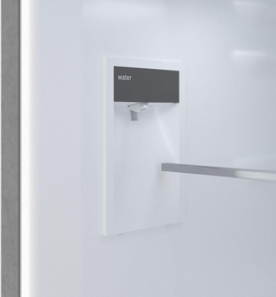 24 FREE-STANDING COUNTER DEPTH TWO DOOR BOTTOM FREEZER REFRIGERATOR WITH ICE MAKER AND INTERNAL WATER DISPENSER 