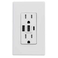 15A 125V Duplex Tamper-Resistant Outlet with USB Charger in White (Pack of 10)