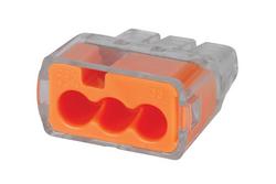 3-Port Orange Push-In Wire Connector - Box of 100
