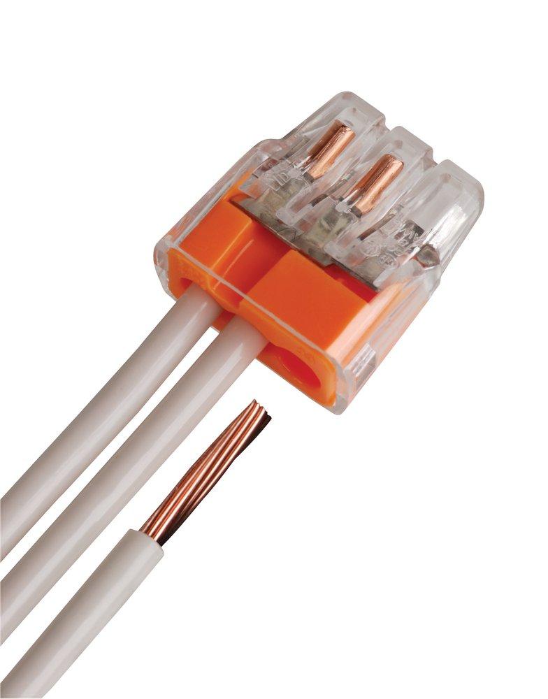 3-Port Orange Push-In Wire Connector - Box of 100 
