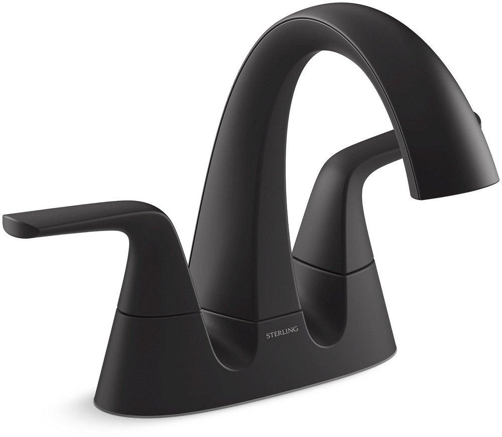 Two Handle Centerset Bathroom Sink Faucet in Matte Black 
