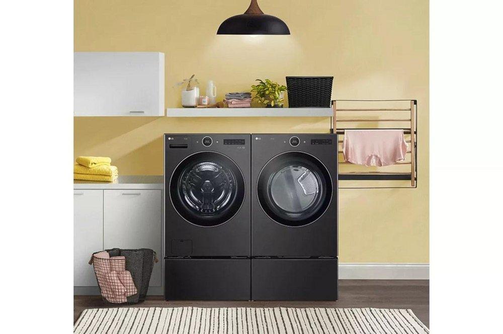 LG Black Steel 27 x 14-1/8 x 30-3/4 in. 5A 1.0 cu. ft. Electric Front Load Washer 