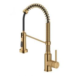Single Handle Pull Down Kitchen Faucet in Brushed Brass