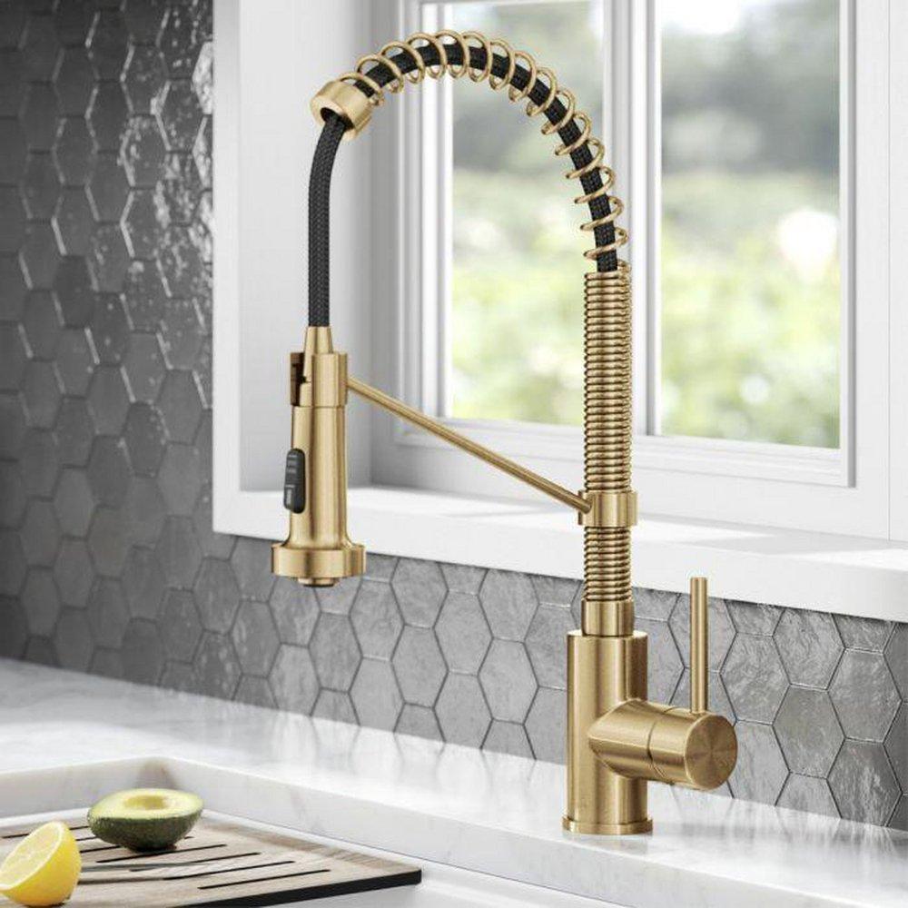 Kraus USA Brushed Brass Single Handle Lever Deck Mount Faucet 