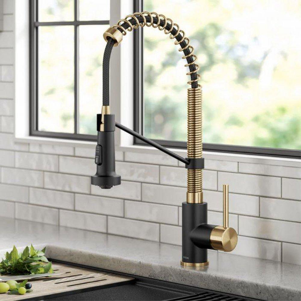 Kraus USA Brushed Brass Single Handle Lever Deck Mount Faucet 