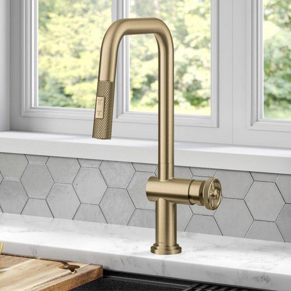 Kraus Brushed Gold Single Handle Pull Down Kitchen Faucet 
