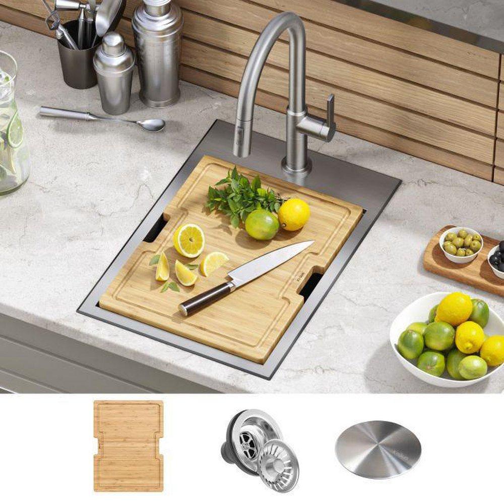 Kraus Stainless Steel 15 x 22 in. 1 Hole Top Mount Bar Sink 