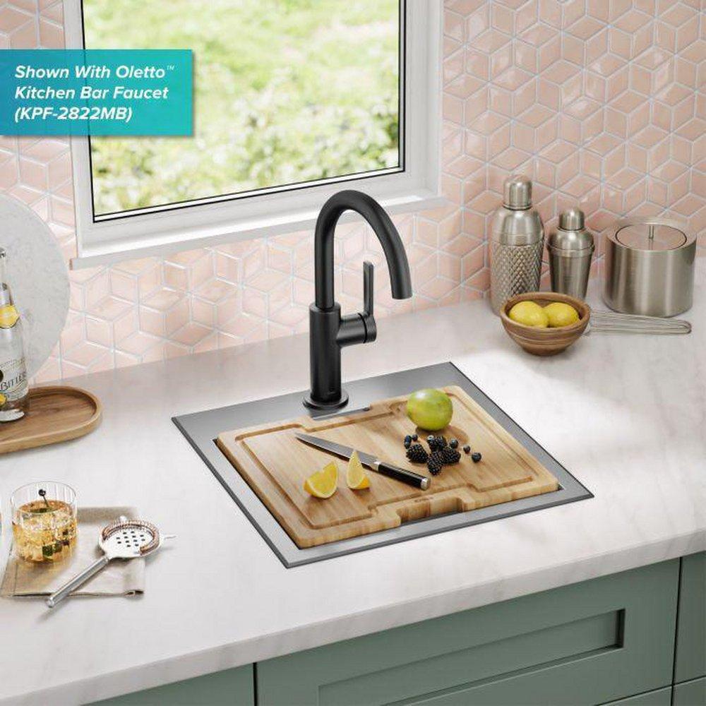 Kraus Stainless Steel 15 x 15 in. 1 Hole Top Mount Bar Sink 