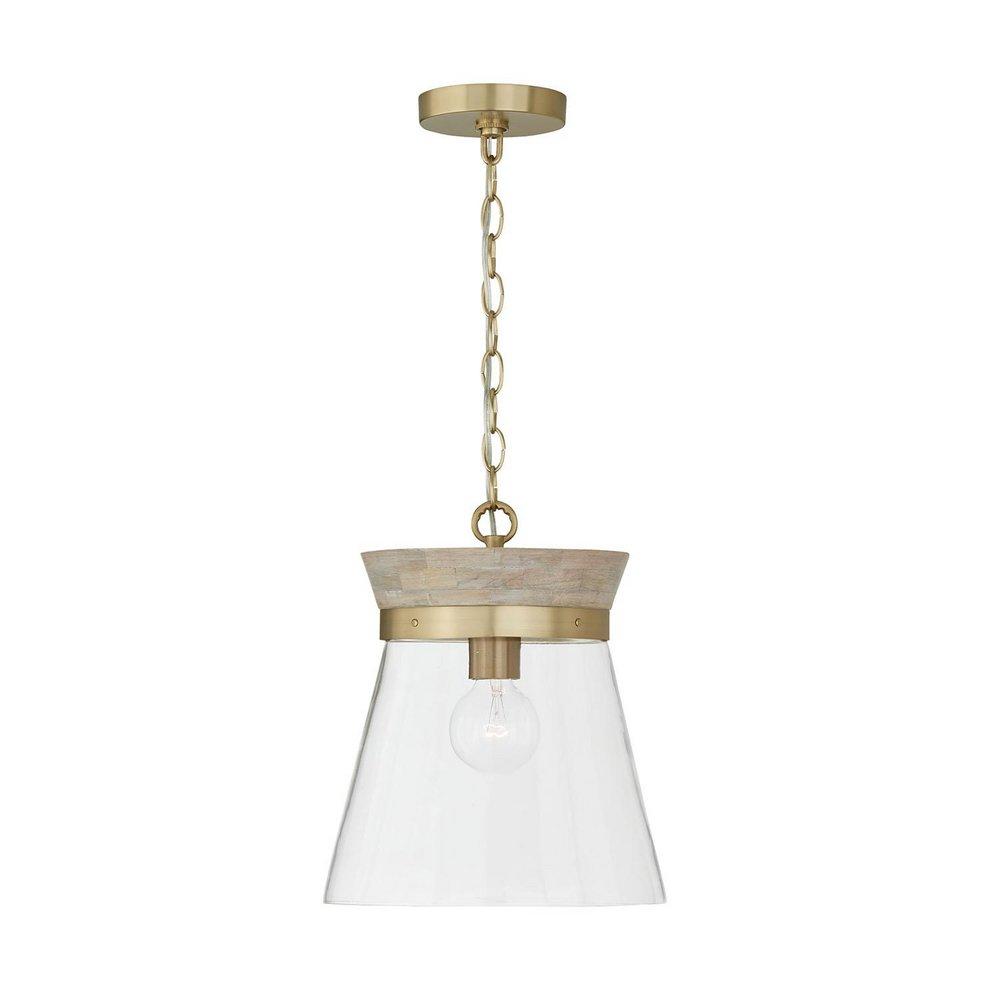 Capital Lighting White Wash/Matte Brass 100W 1-Light Medium E-26 Incandescent Pendant 