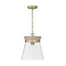 100W 1-Light Medium E-26 Incandescent Pendant in White Wash with Matte Brass