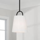 100W 1-Light E26 Pendant in Matte Black / White Fabric 
