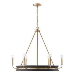 31 x 151-1/2 in. 60W 6-Light 1-Tier Incandescent Modern Chandelier in Black Stain with Matte Brass