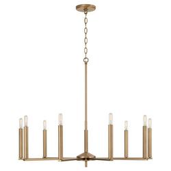 34 x 152 in. 60W 9-Light 1-Tier Incandescent Chandelier in Aged Brass