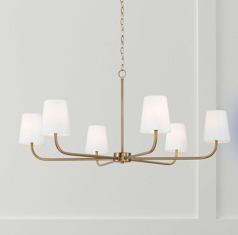 Capital Lighting Aged Brass 47 x 147-1/4 in. 60W 6-Light 1-Tier Incandescent Transitional Chandelier 