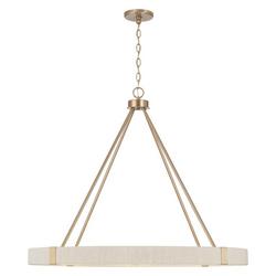36 x 156 in. 60W 8-Light 1-Tier Incandescent Modern Chandelier in Matte Brass