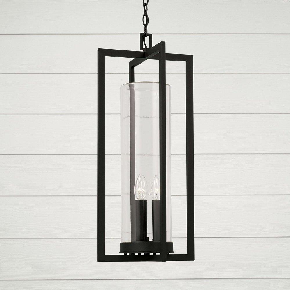 Capital Lighting Black 60W 3-Light Candelabra E-12 Incandescent Outdoor Pendant 