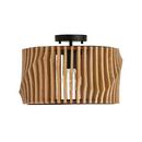 100W 1-Light E26 A19 Semi-Flush Mount Ceiling Fixture in Light Wood / Matte Black