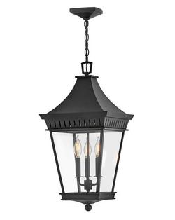 5W 3-Light Candelabra E-12 Outdoor Pendant in Museum Black