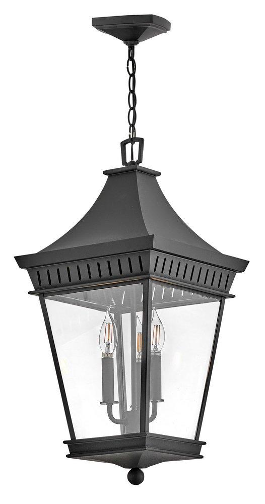 Hinkley Museum Black 5W 3-Light Candelabra E-12 Outdoor Pendant 