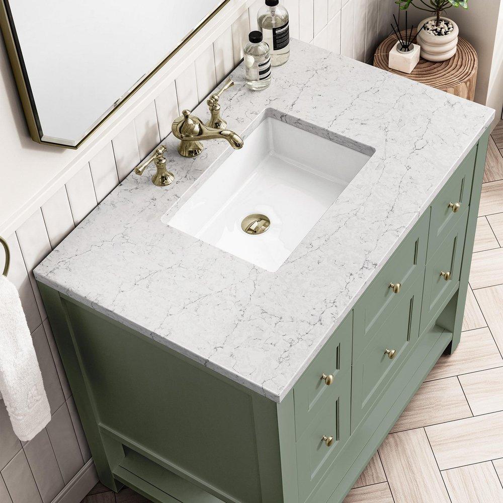36 in. Floor Mount Vanity in Smokey Celadon 