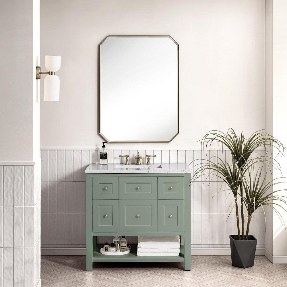 36 in. Floor Mount Vanity in Smokey Celadon 