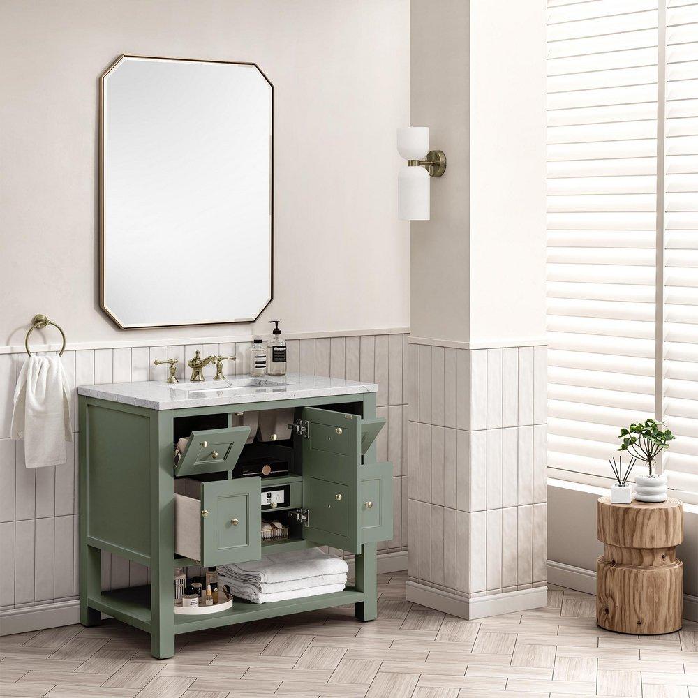 36 in. Floor Mount Vanity in Smokey Celadon 