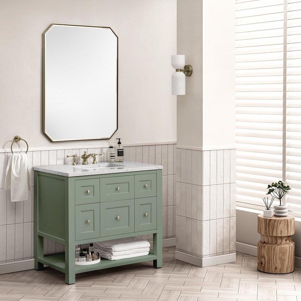 36 in. Floor Mount Vanity in Smokey Celadon 