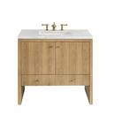 36 in. Floor Mount Vanity in Light Natural Oak with Arctic Fall Quartz 