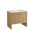 36 in. Floor Mount Vanity in Light Natural Oak with Arctic Fall Quartz 