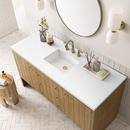 HUDSON 60 SINGLE VANITY LIGHT NATURAL OAK W/ 3CM WHITE ZEUS TOP 